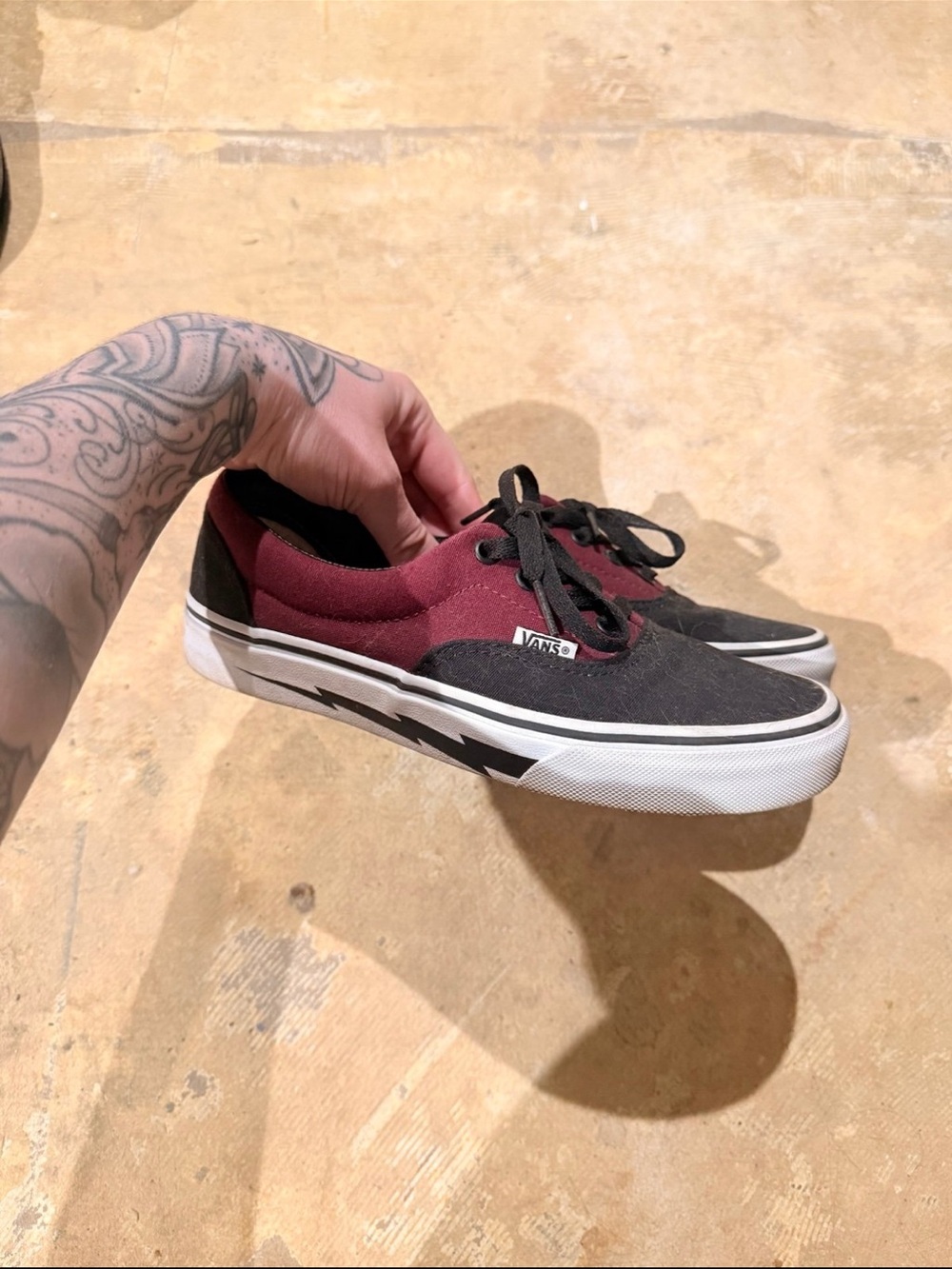 Vans Two-Tone Black & Burgundy Low-Top Sneakers